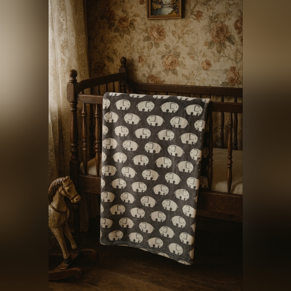 Little Miracles Elephant Baby Blanket — Fleece Front, Sherpa Back